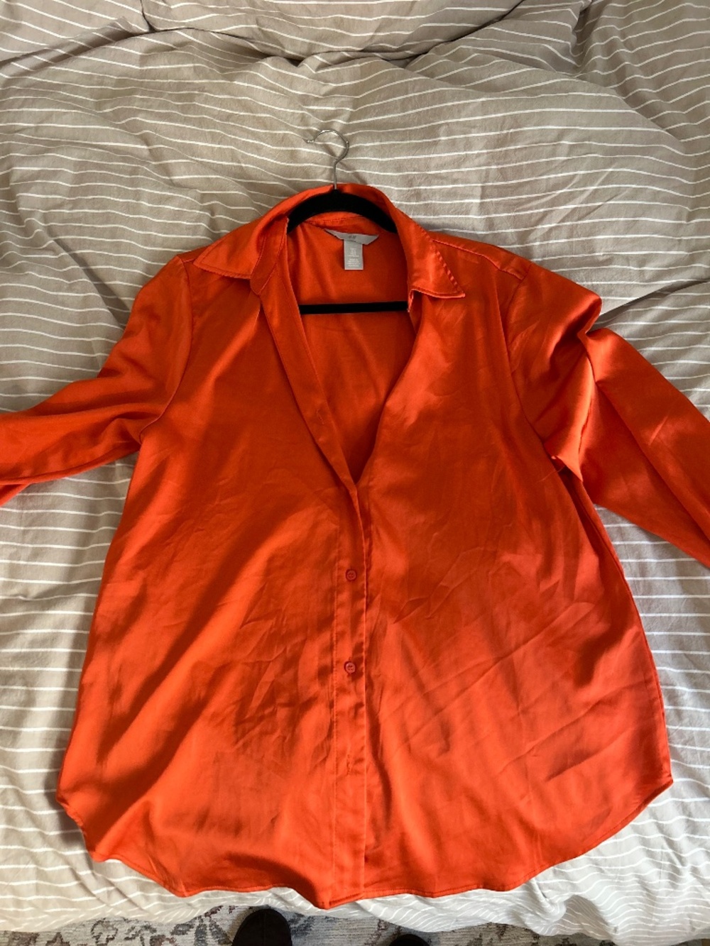 Orange/red satin shirt